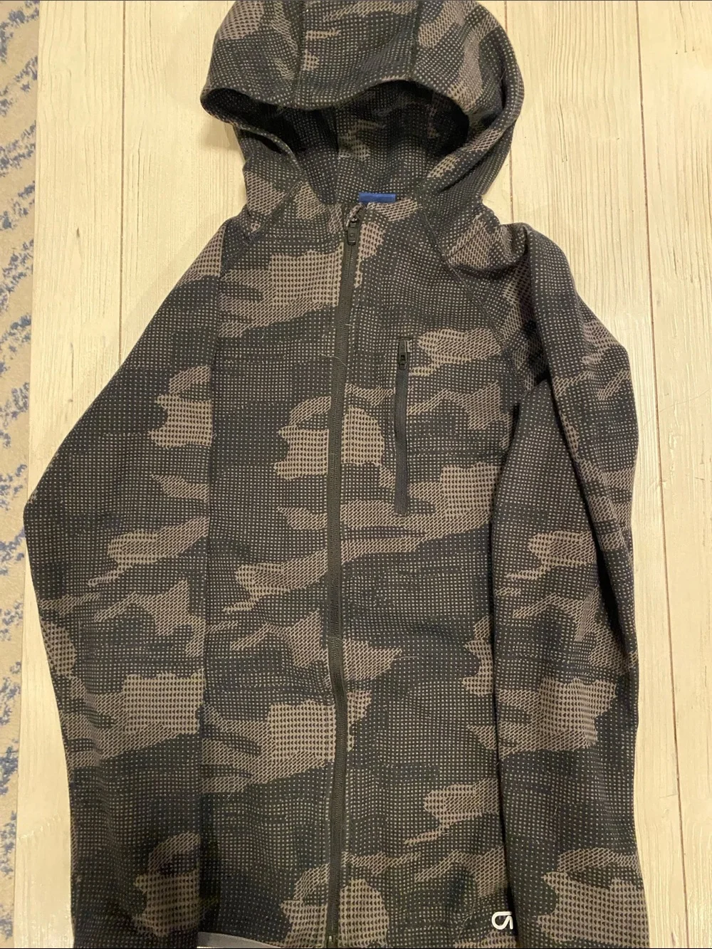GAP Boys Hooded Zip Jacket in Charcoal and Taupe Camo